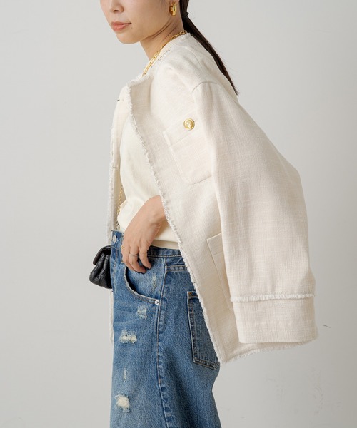 Loungedress 「LOUNGEDRESS」 ノーカラージャケット FREE ブラック