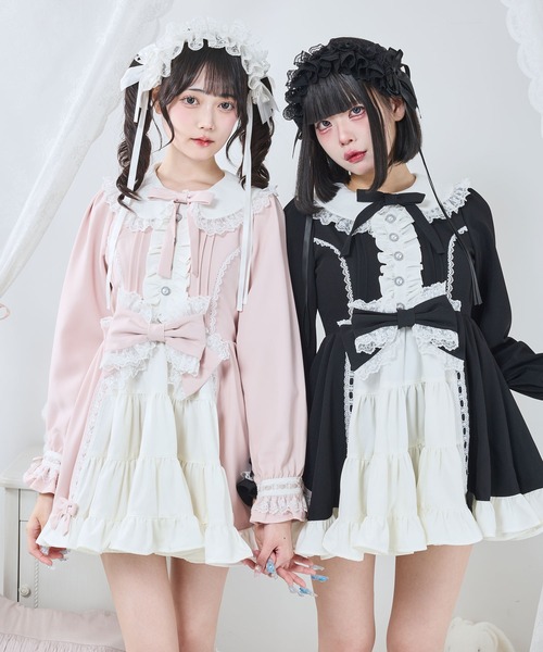 DearMyLove プリンセスティアードはしごレースフリルワンピース ピンク DearMyLove ワンピース プリンセスティアードはしごレースフリル