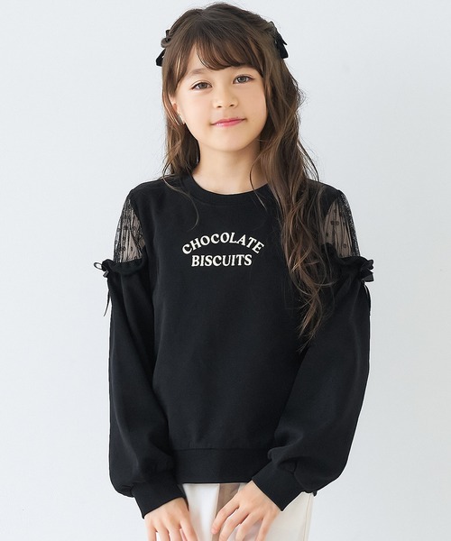 coca（コカ） トレーナー キッズ 肩あきチュールスウェットトップス