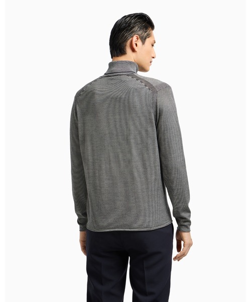 ARMANI アルマーニ イタリア製 ウール 長袖 ハイネック セーター 50 グレー COLLEZIONI ニット メンズ EMPORIO ARMANI セーター ニット 「エンポリオ アルマーニ」ロール