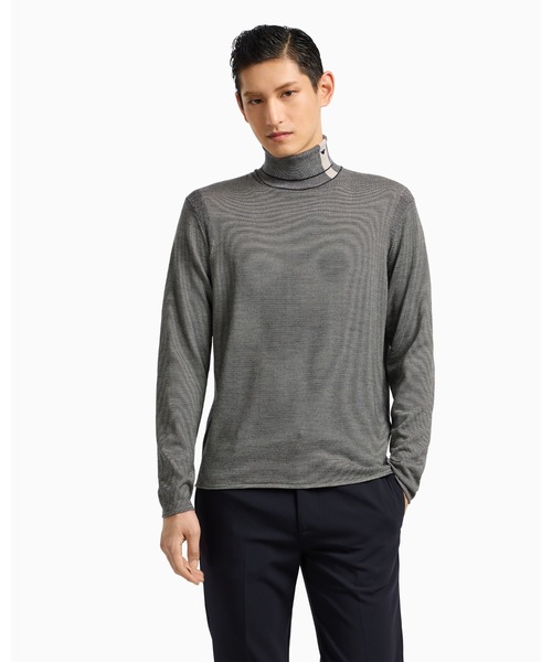 エンポリオアルマーニ　新品未使用品　刺繍　ネイビー　長袖ニットポロ　48サイズ. エンポリオアルマーニ 新品未使用品 刺繍 ネイビー 長袖ニットポロ 48