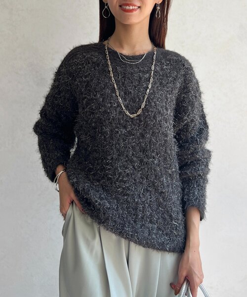 Chez toi（シェトワ） ニット セーター ラメフェザーモールネッププル