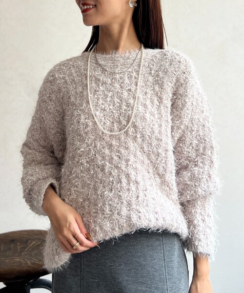 Chez toi（シェトワ） ニット セーター ラメフェザーモールネッププル