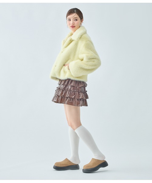 ショートコートちくわ☺︎様 PEACH JOHN（ピーチジョン） コート アウター エコファーショート