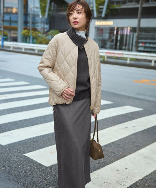 ニット セーター ボイルドウールコンビ ジップ タートルニット