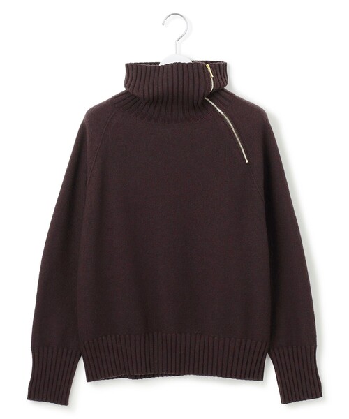 ニット セーター ボイルドウールコンビ ジップ タートルニット