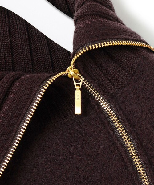 ニット セーター ボイルドウールコンビ ジップ タートルニット