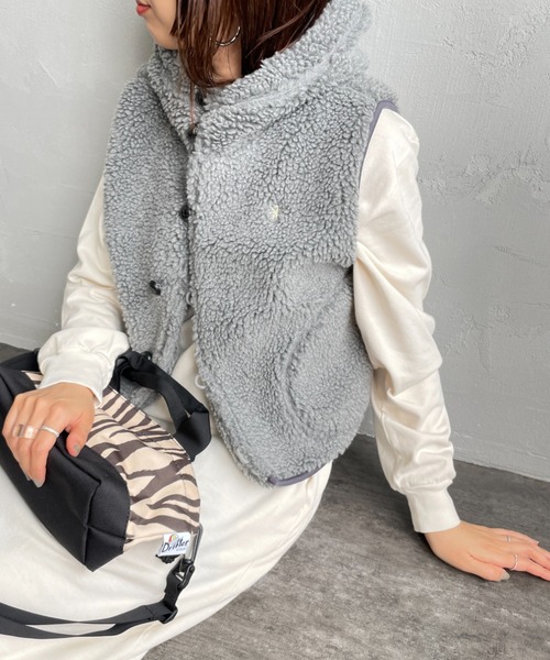 GYMPHLEX（ジムフレックス） ベスト ジレ ボアフード ショートベスト