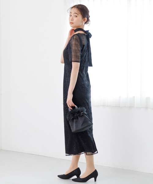 「kaene」 半袖ワンピース 7号 ブラック レディース_画像3