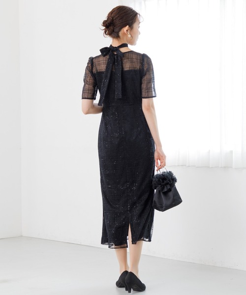 「kaene」 半袖ワンピース 7号 ブラック レディース_画像4