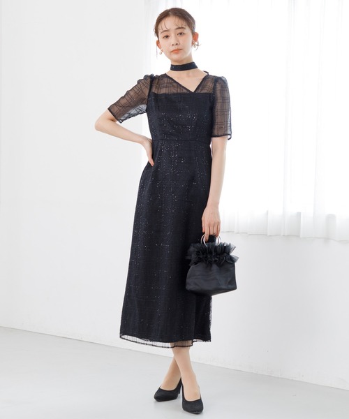 「kaene」 半袖ワンピース 7号 ブラック レディース_画像5