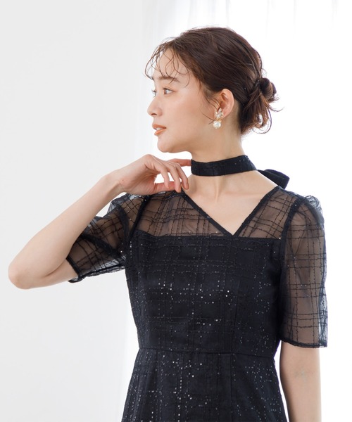 「kaene」 半袖ワンピース 7号 ブラック レディース_画像6