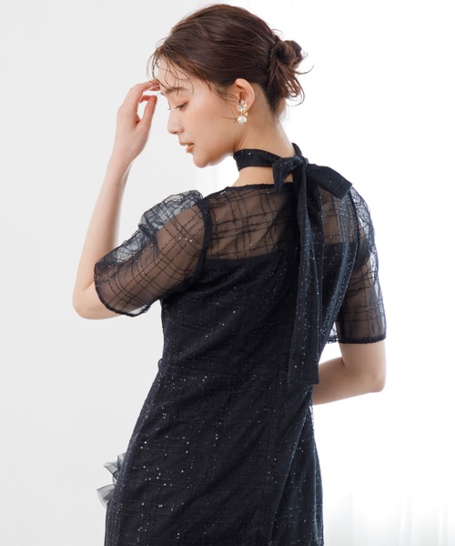 「kaene」 半袖ワンピース 7号 ブラック レディース_画像7