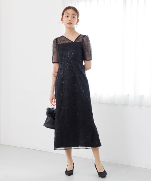 「kaene」 半袖ワンピース 7号 ブラック レディース_画像8