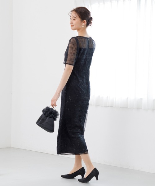 「kaene」 半袖ワンピース 7号 ブラック レディース_画像9