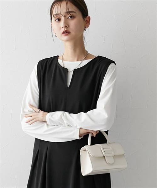 「nissen」 ノースリーブワンピース S カーキ レディース_画像2