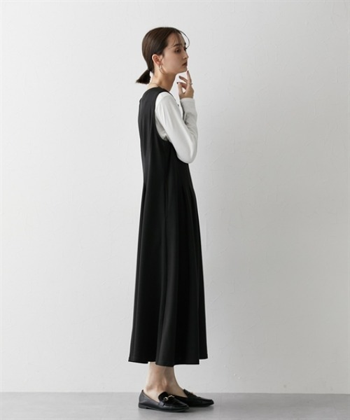 「nissen」 ノースリーブワンピース S カーキ レディース_画像3