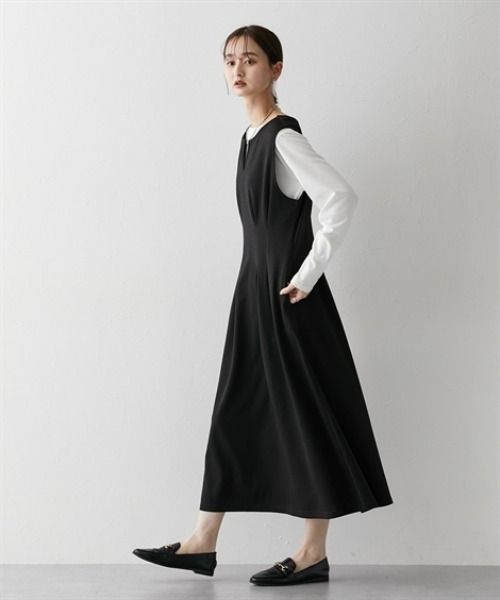 「nissen」 ノースリーブワンピース S カーキ レディース_画像5