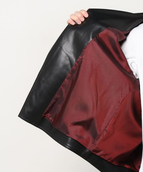 【美品】ラブレス　LOVELESS レザージャケット　ライダース　羊革　赤 LOVELESS（ラブレス） ライダースジャケット L ブラック メンズ