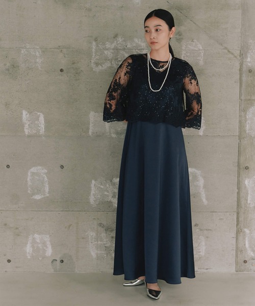 kaene（カエン） ドレス シャイニーレースレイヤードドレス「eneak