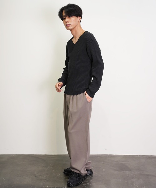 ループVネックニット Beno（ビーノ） セーター ニット Vネックループヤーンニット メンズ