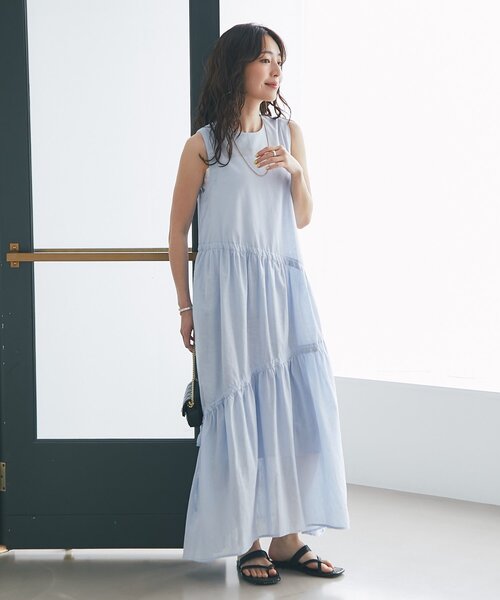 「La boutique BonBon」 ノースリーブワンピース 38 ネイビー レディースの画像