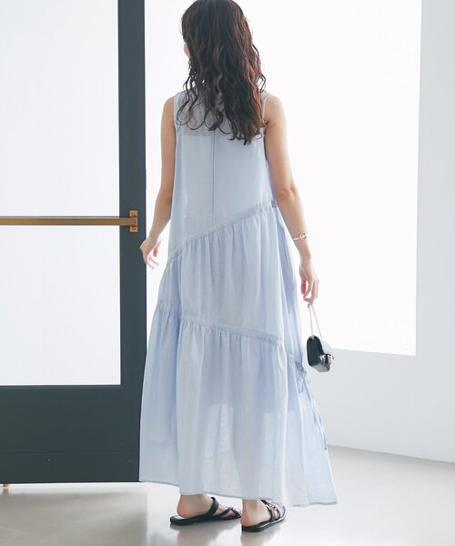 「La boutique BonBon」 ノースリーブワンピース 38 ネイビー レディースの画像