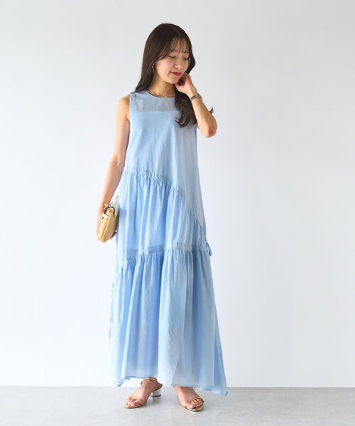 「La boutique BonBon」 ノースリーブワンピース 38 ネイビー レディースの画像