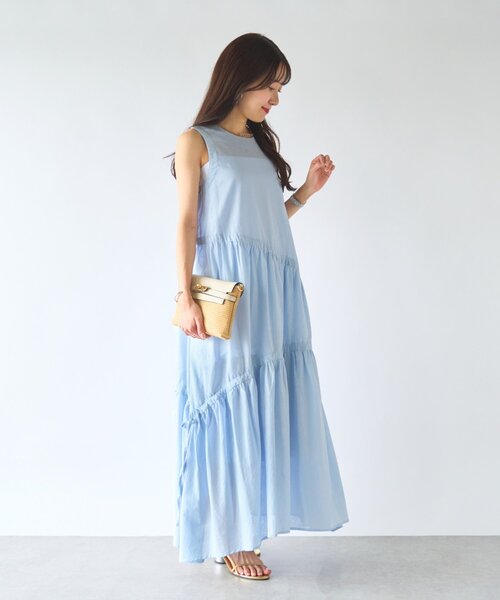 「La boutique BonBon」 ノースリーブワンピース 38 ネイビー レディースの画像