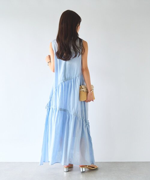 「La boutique BonBon」 ノースリーブワンピース 38 ネイビー レディースの画像