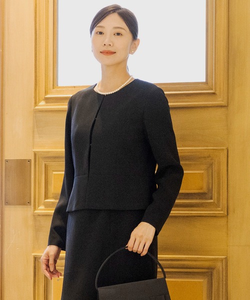 セレモニースーツ セットアップ 「喪服・礼服・ブラックフォーマル」洗えるスーツ風デザインのロングワンピース レディース