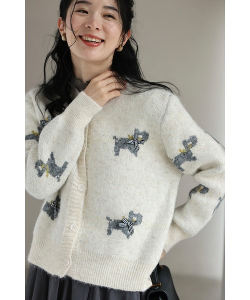 cawaii カーディガン お散歩わんちゃんのもっちりニットカーディガン