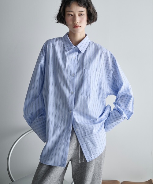 THE Yon ブラウス シャツ ストールセットオーバーサイズストライプ