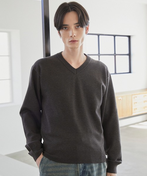 Vainl Archive ダークグレー Vネックセーター LUENNA セーター ニット 「LUENNA」Basic V-Neck Knit / ベーシック V