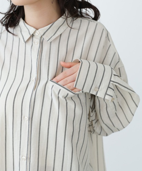 BAB（バブ） ブラウス シャツ シアーストライプシャツ レディース 