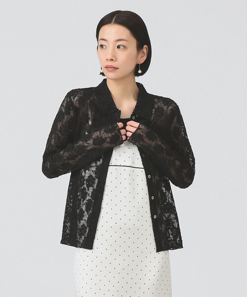 レイビームス Ray BEAMS 黒 ブラウス シャツ レディース きれいめ Ray BEAMS（レイ ビームス） ブラウス シャツ カット レース シャツ