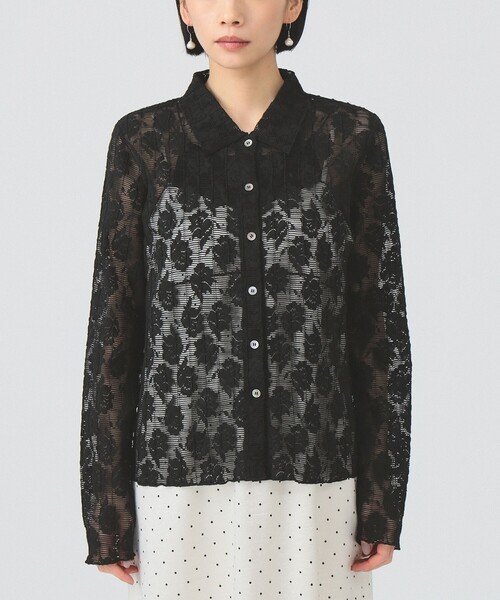 Ray BEAMS レース模様 長袖シャツ Ray BEAMS（レイ ビームス） ブラウス シャツ カット レース シャツ