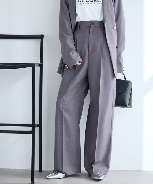 Aunely ワイドパンツ スラックス パンツ 「Aunely」すぐサラ UVタック