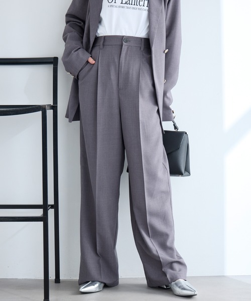 Aunely ワイドパンツ スラックス パンツ 「Aunely」すぐサラ UVタック