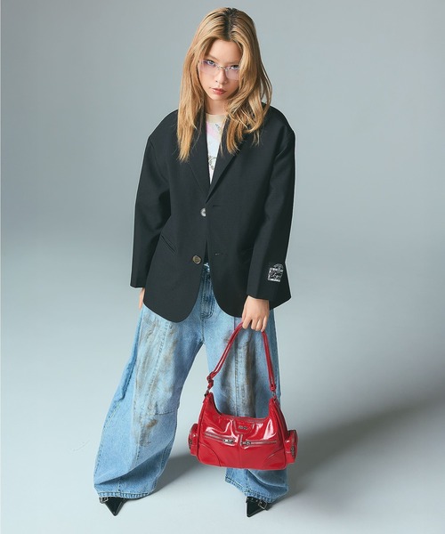 ショルダーバッグ Leather frill bag 2color 】フリルフェイクレザーショルダーバッグ（ショルダーバッグ