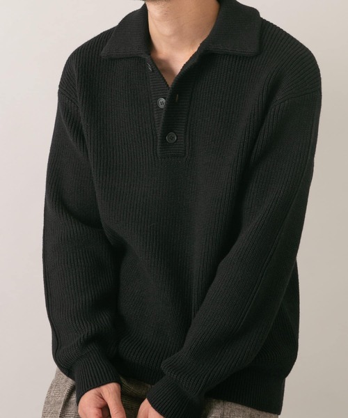 「URBAN RESEARCH ROSSO MEN」 長袖ポロシャツ MEDIUM ブラック メンズ_画像3