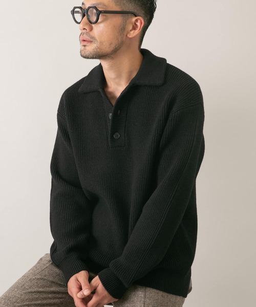 「URBAN RESEARCH ROSSO MEN」 長袖ポロシャツ MEDIUM ブラック メンズ_画像4