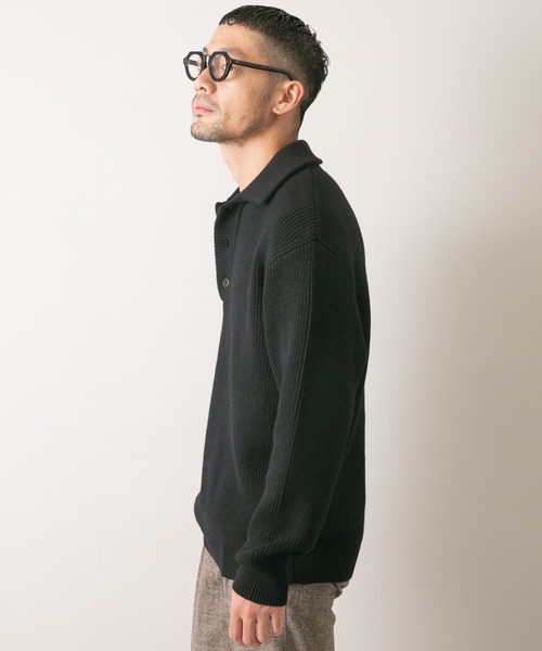 「URBAN RESEARCH ROSSO MEN」 長袖ポロシャツ MEDIUM ブラック メンズ_画像6