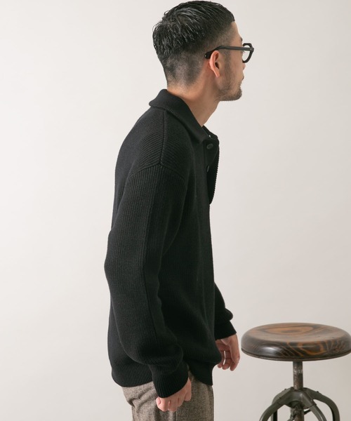 「URBAN RESEARCH ROSSO MEN」 長袖ポロシャツ MEDIUM ブラック メンズ_画像9