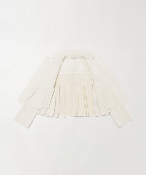 ジャケット テーラードジャケット 「La maglia」 プリーツコンビ ニットジャケット レディースの画像
