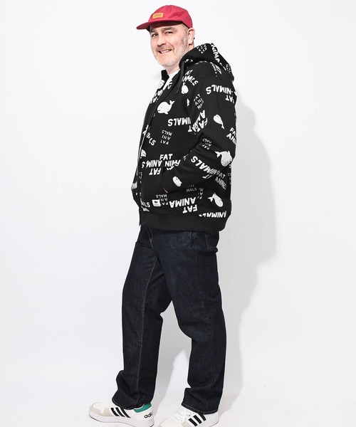 FAT 25th パーカー パーカー 長袖 メンズ 大きいサイズ FAT ANIMALS クジラプリント