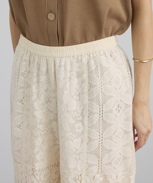 ワイドパンツ パンツ 「WEB限定」パッチワークレースパンツ / セットアップ対応 レディースの画像