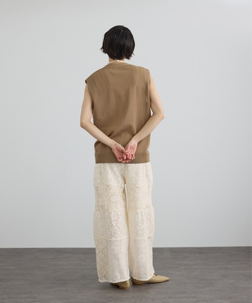 ワイドパンツ パンツ 「WEB限定」パッチワークレースパンツ / セットアップ対応 レディースの画像