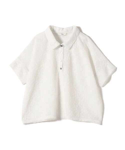 ships シアー ジャカード ポロ 襟 ショート スリーブ プルオーバー SHIPS（シップス） tシャツ 半袖 「WEB限定」「手洗い可能」シアー