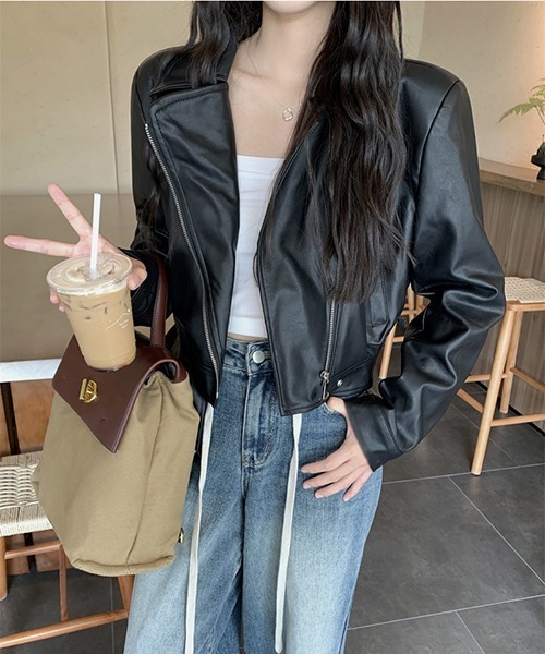 「gossip!ロサンゼルス」 ライダースジャケット L ブラウン レディース_画像4